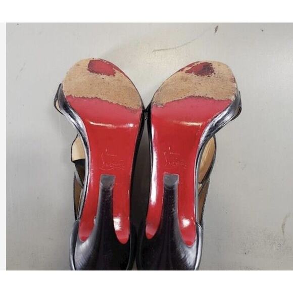 Authentic Pair Of Christian Loubouton Leather 3 Strap Heels - Picture 6 of 13